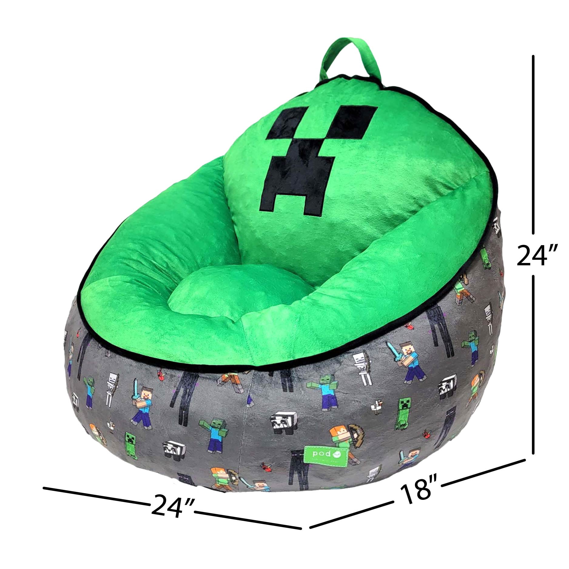 Minecraft Compressed Foam Lounge Chair, Green