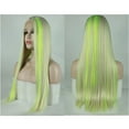 thumbnail image 3 of Unique Bargains Lace Front Wigs for Women 24" Fluorescent Green Blonde Hightlight Long Straight Hair with Wig Cap, 3 of 6