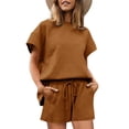 thumbnail image 2 of Women Loungewear Set Short Sleeve Tops & Shorts 2 Piece Outfits Set with Pockets, 2 of 5