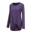 thumbnail image 5 of JINMGG Womens Plus Size T-Shirts,Women Fashion Loose Long Sleeve O-Neck Casual Solid T-Shirt Blouse Tops Purple XXXL, 5 of 9
