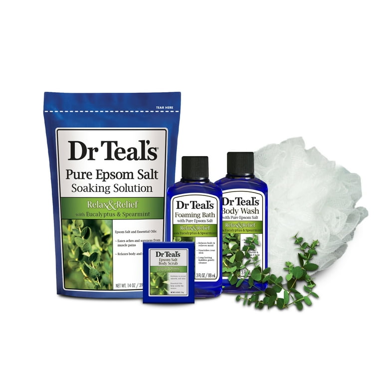 Dr Teal's 6PC Bath Gift Set with Reusable Container: Eucalyptus