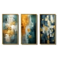 thumbnail image 2 of Designart "Comfort in Glory Blue Abstract Expressionism III" Abstract Painting Framed Wall Art Set Of 3 - Blue Modern Frame Canvas Set For Living Room Decor, 2 of 6