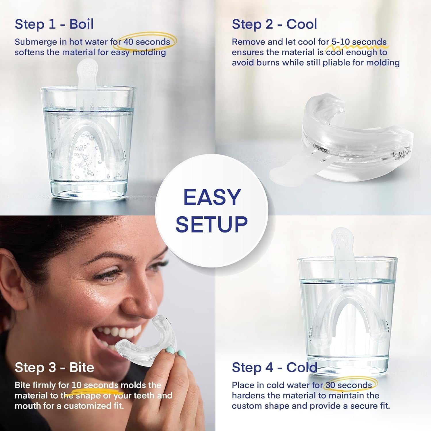 4.0 Clear Advanced Anti Snoring Device, Adjustable Anti Snoring Mouthpiece Mouth Guard for Men and Women, Anti Snore Solution, 1 Pack