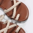 thumbnail image 6 of Sandals For Women Casual Indoor And Outdoor Versatile Plus Size Solid Color Pearl Round Toe Open Toe Flat Weave Womens Sandals for Summer, 6 of 7