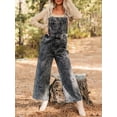 thumbnail image 5 of KelaJuan Women Denim Bib Overalls Solid Color Loose Wide Leg Jumpsuit Romper Pants with Pockets for Streetwear, 5 of 6