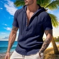 thumbnail image 1 of pstuiky Camisa de manga corta para hombre, Camisa informal de lino de verano de color liso para hombre, manga corta, cuello alto, botones y bolsillos camisas casuales para hombre xl, 1 of 9