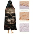 thumbnail image 4 of Hooded Blanket Skull and Rose Wearable Blanket Cape Halloween Blanket Soft Fleece Throw Blanket with Hood for Womens, 4 of 6