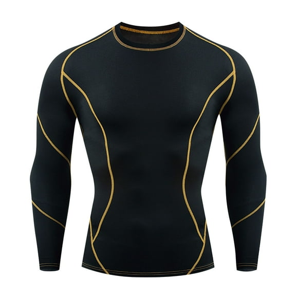 Oplxuo Men's Compression Shirts Fitted Crewneck Long Sleeve UPF SPF Rash Guard Workout Base Layer Undershirt Gear