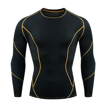 Haoxianjian Fishing Shirts Men Big & Tall Shirts For Men Men S Solid Color Exercise Close-Fitting High Resilience Long Round Neck Pullover T Shirt Bl