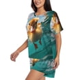 thumbnail image 2 of Fotbe Underwater Swimming Duck Print Pajama Set for Women 2 Piece Loungewear Short Sleeve Tops and Shorts Set Soft Sleepwear-3X-Large, 2 of 7