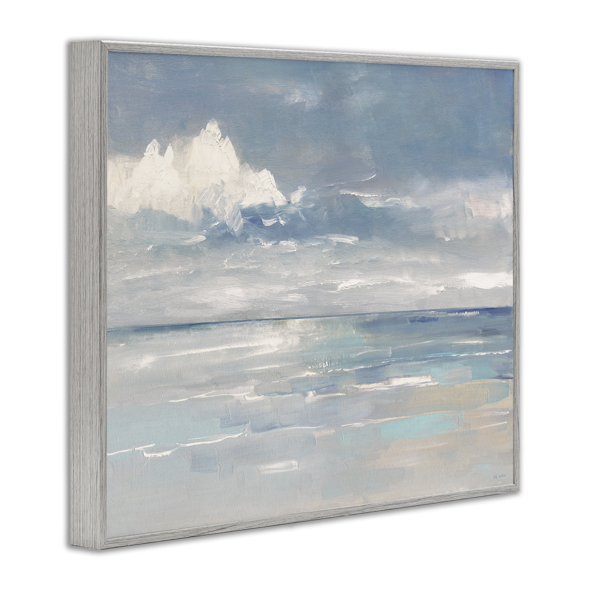 Stupell Industries Beach Clouds Reflection Landscape Painting Gray Framed Art Print Wall Art, 20 x 16