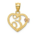 thumbnail image 3 of 14K Two-Tone Gold Charm Pendant Themed 22 mm 16 Initial E In Heart, 3 of 4