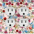 thumbnail image 1 of Metal Light Switch Plate Outlet Cover Colorful Floral Garden Wallpaper Pink ROS040, 1 of 13