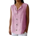 thumbnail image 3 of Craaazy Womens Comfortable Solid Color Henley Neck Tunic Top for Casual Leisure Gift, 3 of 5