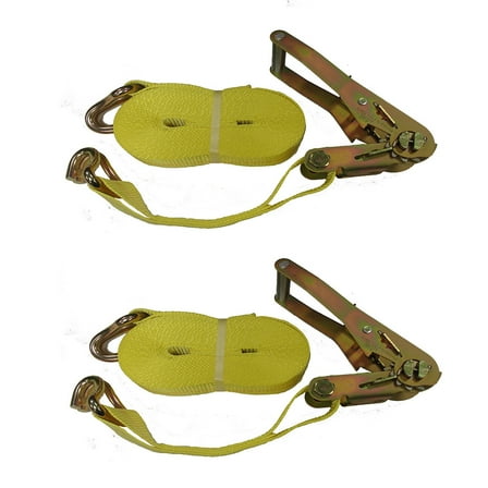 RAParts Two 10,000lb 27ft Winch Straps Cargo Haulers ATV Carriers Yellow 2" Wide