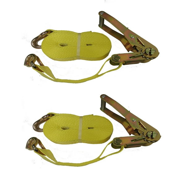 RAParts Two 10,000lb 27ft Winch Straps Cargo Haulers ATV Carriers Yellow 2" Wide