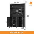 thumbnail image 2 of Craftian Tall Bar Cabinet with LED Lights & Wine Rack, Kitchen Buffet Cabinet with Beverage Dispenser, Black, 2 of 8