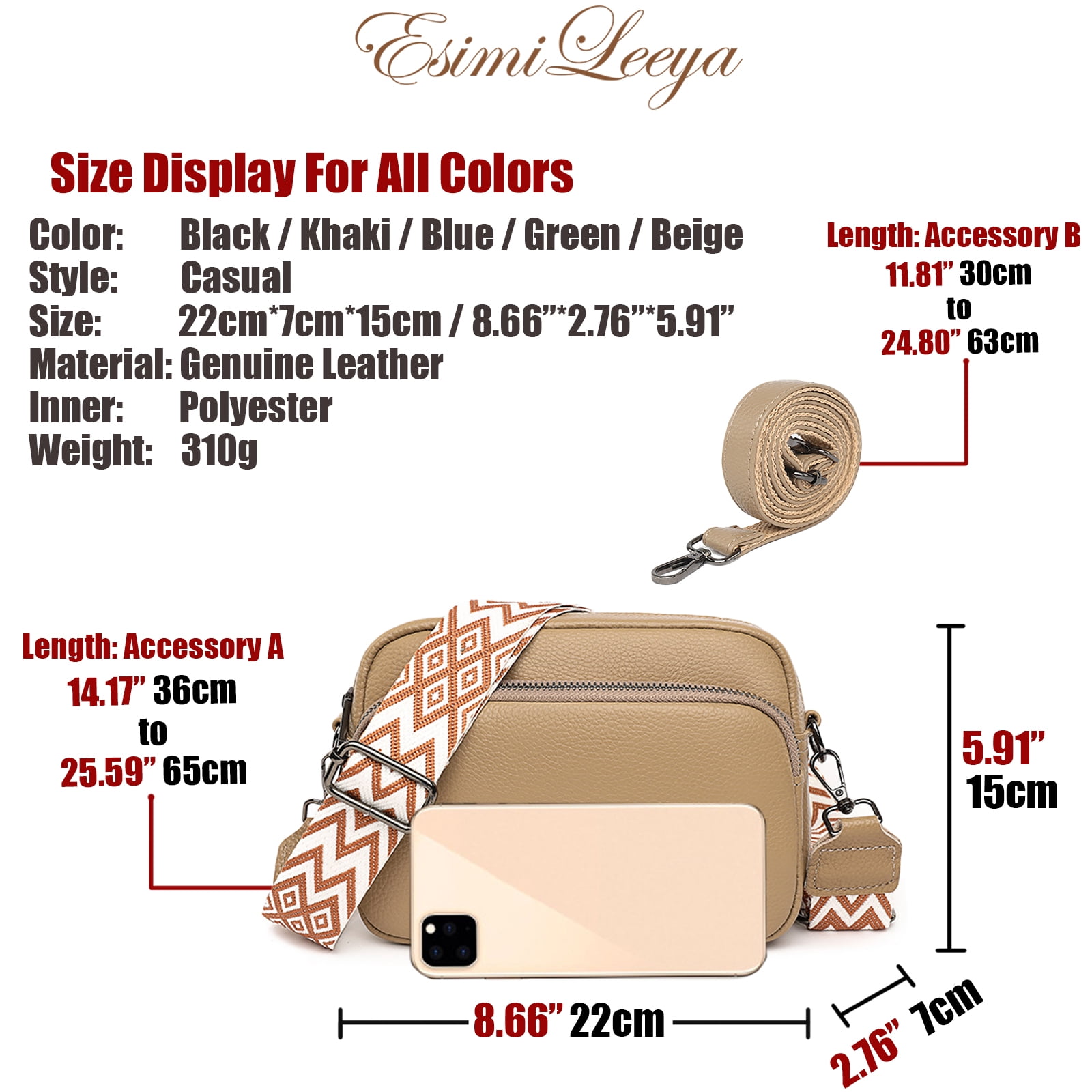 PORT&LOTUS Small Compact Genuine Leather Crossbody Bag for Women Real Leather Purses for Women with Shoulder for Women with Built in Wallet
