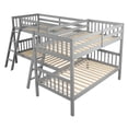 thumbnail image 4 of Twin-Over-Twin L-Shaped Bunk Bed , Quad Bunk Bed with Angle Ladder and Security Guardrail, Twin Size Bunk Beds for 4, Wooden Corner Bunk Beds for Kids, Teens, Adults, No Box Spring Needed, Gray, 4 of 7