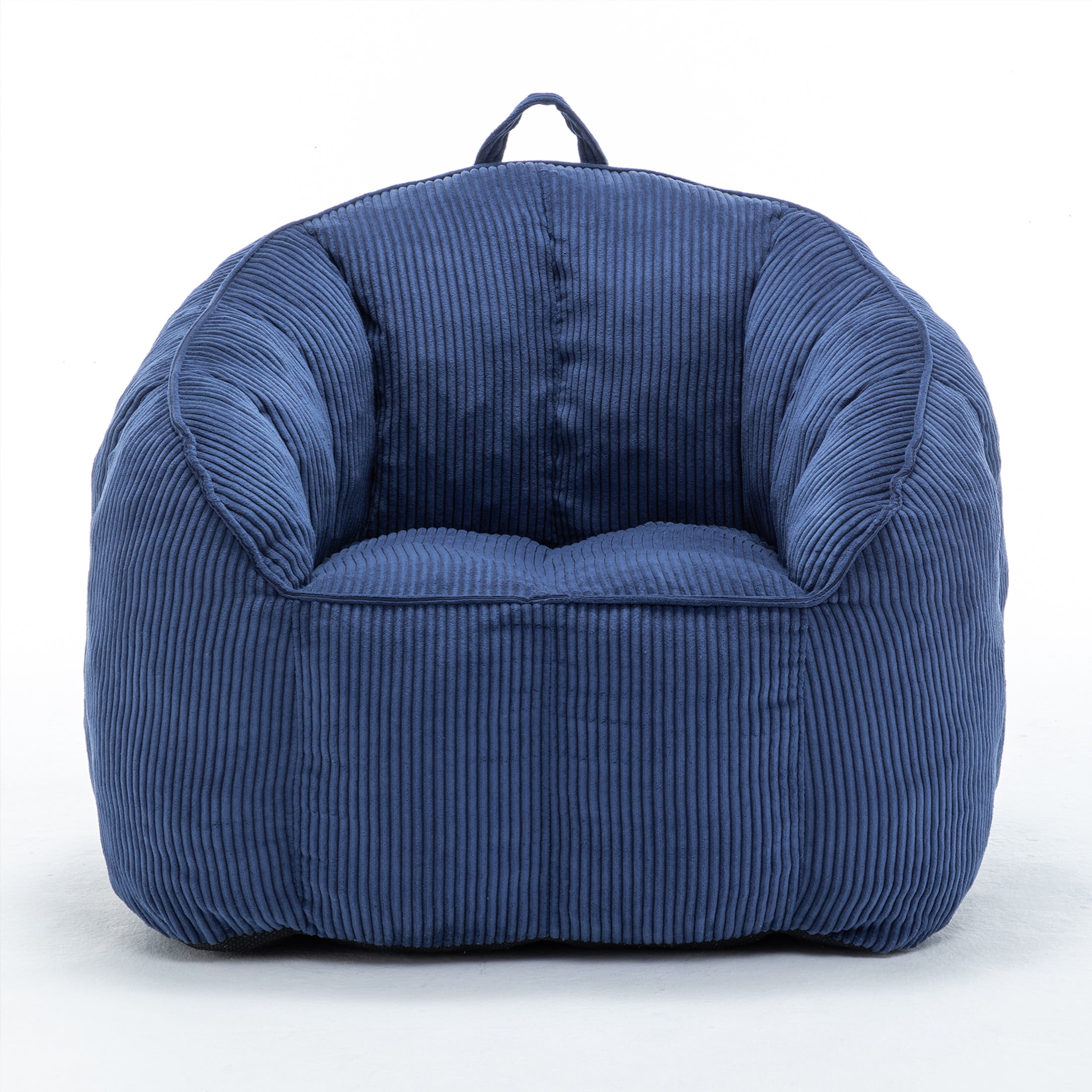 Noble House Revon Giant Corduroy Bean Bag Chair with Armrests, Cozy Memory Foam Lounge Couch for Living Room, Dark Blue