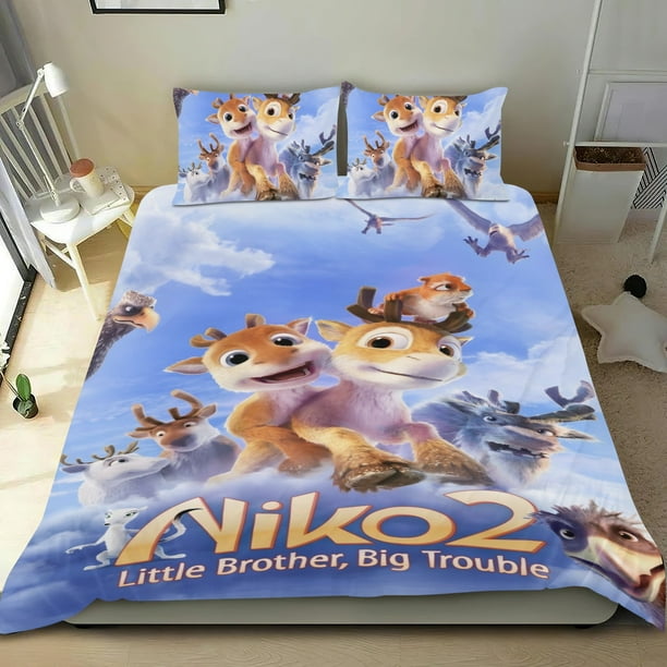 Película de Niko Conjunto de sábanas temático, trío de piezas, cómodo y amigable con la piel, diseño único, regalo de decoración para el hogar para familiares, amigos y fans,173cm *218cm