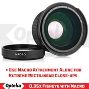Opteka .35x High Definition II Super Wide Angle Panoramic Macro Fisheye Lens for Canon EOS 80D, 70D, 60D, 50D,1Ds, 7D, 6D, 5D, Rebel T7i, T6i, T5i, T7i, T6, T5i, SL1 and SL2 DSLR with UV Filter