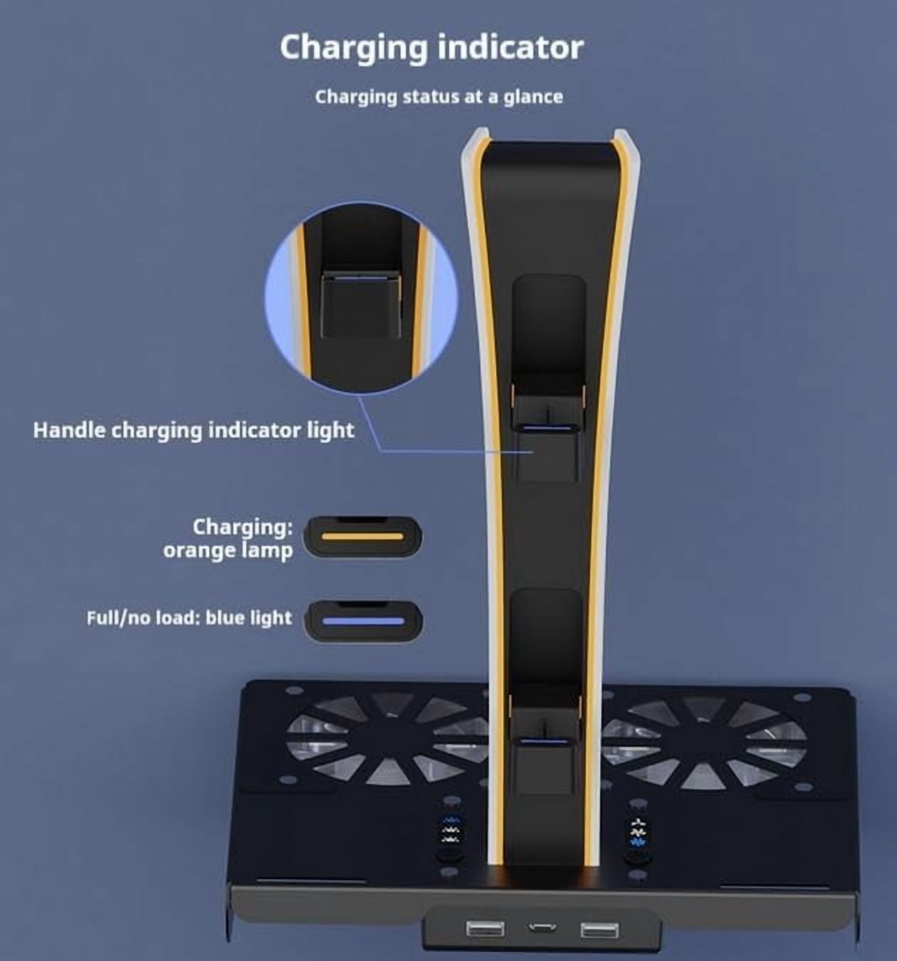 Wall Mount for PS5 Pro/Slim/P5 CD-ROM and Digital Edition with Cooling Fan and Handle, Charging Cradle with Headphone Storage Hook and Mounting Bolt Assembly