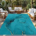 thumbnail image 2 of Turquoise Marble Outdoor Rug 6x9 Ft - Reversible Patio Rug Outdoor Camping Rugs, Minimalist Abstract Golden Fluid Art Washable Indoor Outdoor Area Rugs, Non-Slip Outdoor Carpet Runner for Deck/Porch, 2 of 8