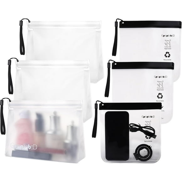 TSA Approved Toiletry Bags 6 Pack - Quart Size Clear Leakproof Travel Zipper Bag For Liquids Toiletries Traveling Trips Vacations Packing Storage For Women & Men