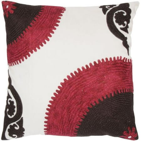18 Inch X 18 Inch Multi Decorative Pillow With Embroidered Details