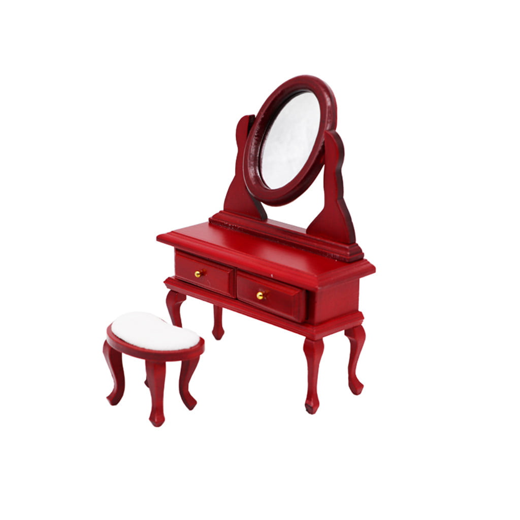menolana Multifunctional 1:12 Dollhouse Miniature Bedroom Dressing Table/Desk Chair