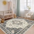 thumbnail image 6 of Uermei 6'x9' Vintage Traditional Area Rug: Washable Non-Slip Farmhouse Distressed Indoor Carpet for Living Room Bedroom Dining Room - Beige Blue, 6 of 13