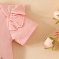 thumbnail image 6 of TOWED22 Baby Summer Outfits Newborn Girl Short Sleeve Letters Print T-Shirt Romper Bib Shorts Headband 0-18M(Light Pink,6-9 M), 6 of 6