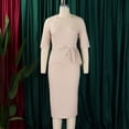 thumbnail image 4 of AURA Plus Size Elegant High Waist Bodycon Midi Dress with Belt 2024 Summer Solid Color Office Five Sleeve Work Dress, 4 of 10
