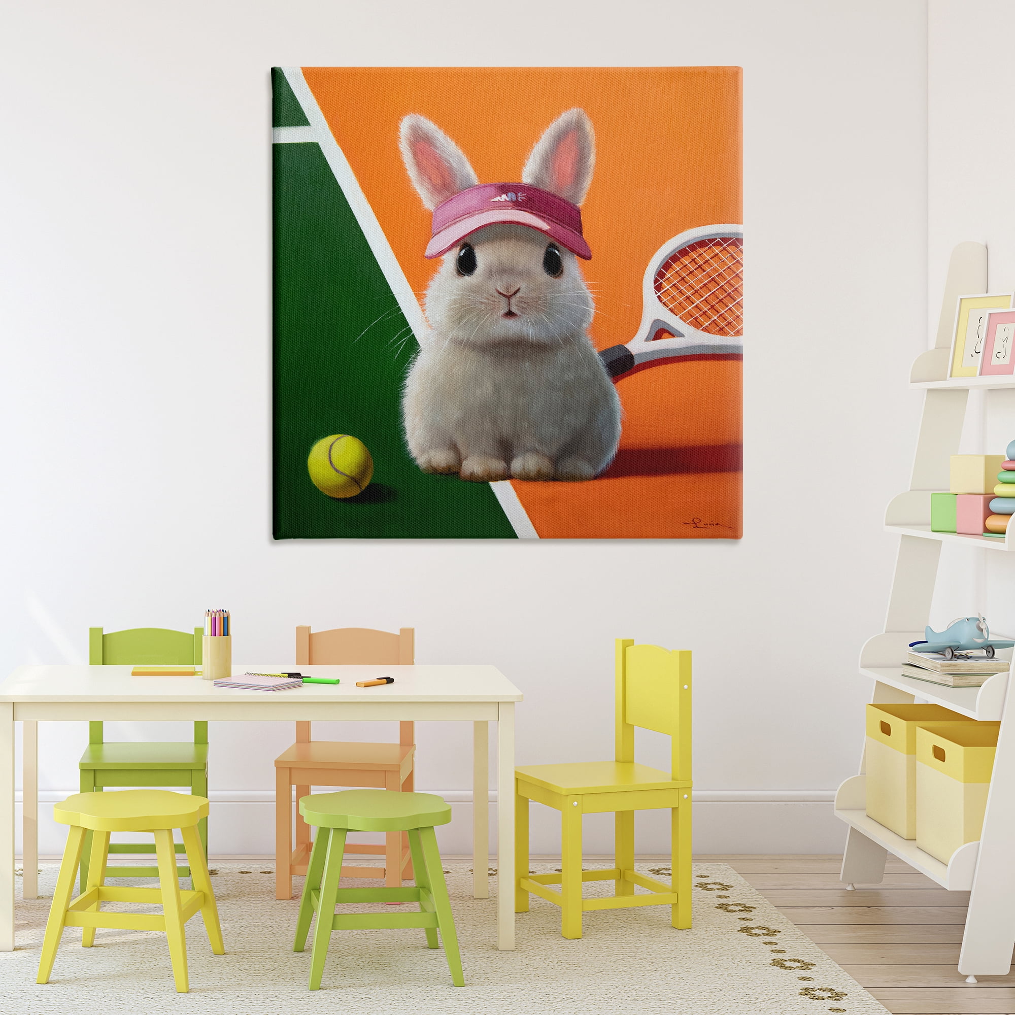 Stupell Industries Match Ready Tennis Bunny Canvas Wall Art, design by Lucia Heffernan