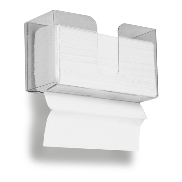 TrippNT 51937 Small Dual Dispensing Paper Towel holder with 150 9.2 x 9.4 inch Multi-Fold Paper Towel Capacity and Peelable Protective Film,Clear