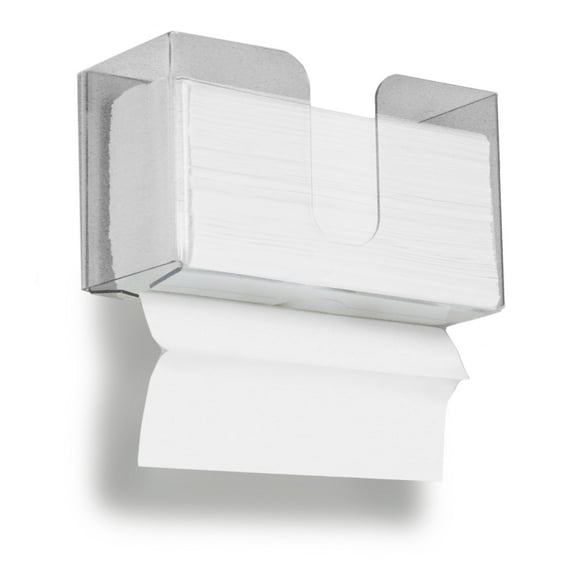 TrippNT 51937 Small Dual Dispensing Paper Towel holder with 150 9.2 x 9.4 inch Multi-Fold Paper Towel Capacity and Peelable Protective Film,Clear