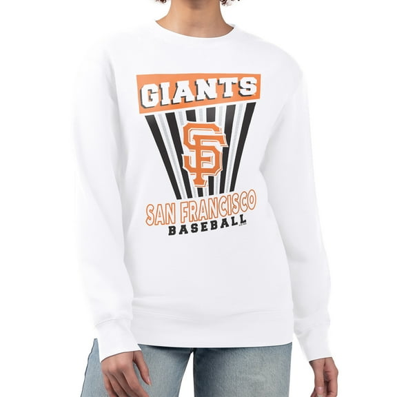 Women's Starter White San Francisco Giants Poster Print Team Fleece Pullover Sweatshirt
