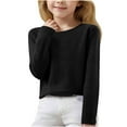 thumbnail image 2 of Spazoro Kids Girls Boys Sweaters, Thickening Long Sleeve Crew Neck Casual Warm Shirts for Child Girls Black Size 10-11T, 2 of 7