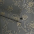 thumbnail image 3 of Tempaper Peonies Metallic Gold and Noir Floral Peel and Stick Wallpaper, 20.5" x 16.5', 3 of 9