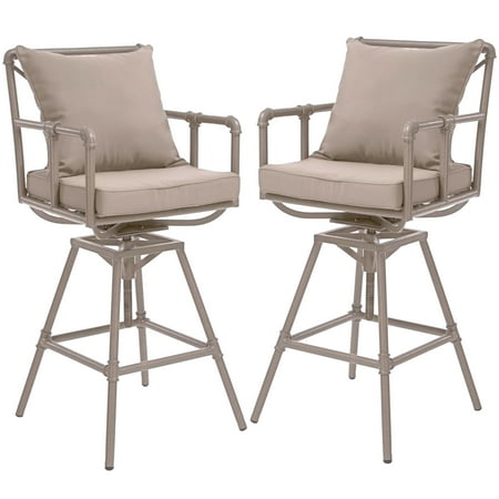 Odele Pipe Outdoor Adjustable Barstools (Set of 2)