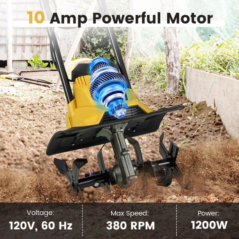 Costway Corded Electric Tiller Cultivator, 10 Amp Powerful