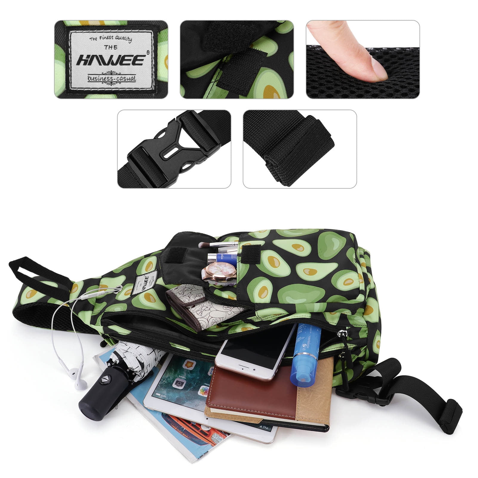 HAWEE Crossbody Sling Bag for Women One Shoulder Backpack for Hiking, Avocado