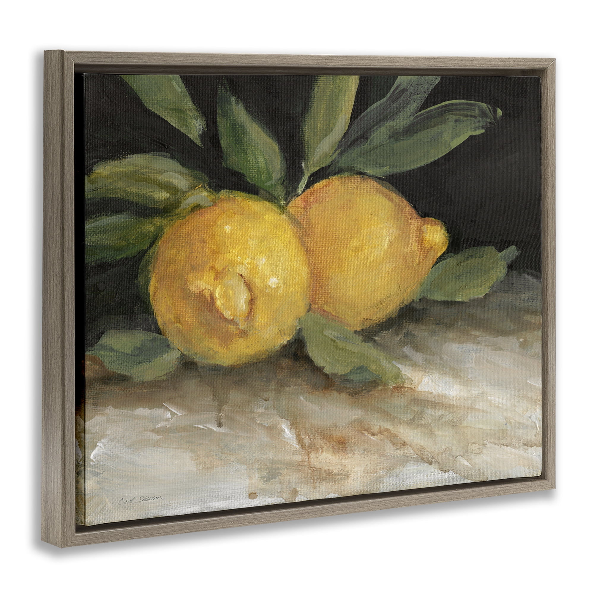 Stupell Industries Traditional Lemons Duo Food & Beverage Painting Brown Floater Framed Canvas Art Print Wall Art, 21 x 17
