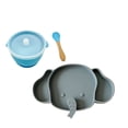 thumbnail image 1 of Set Plato Elefante con Tazón y Cuchara de Silicón para Bebé, 1 of 1