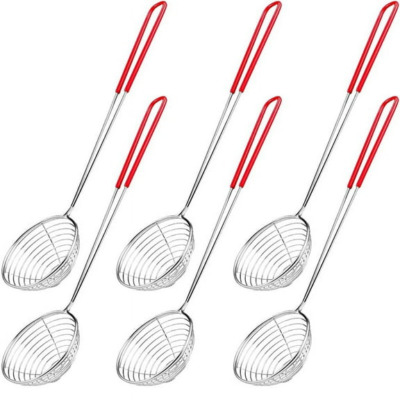 6 Pieces Stainless Steel Mesh Skimmer Spoon Hot Pot Strainer Scoops for Kitchen Cooking Frying Food