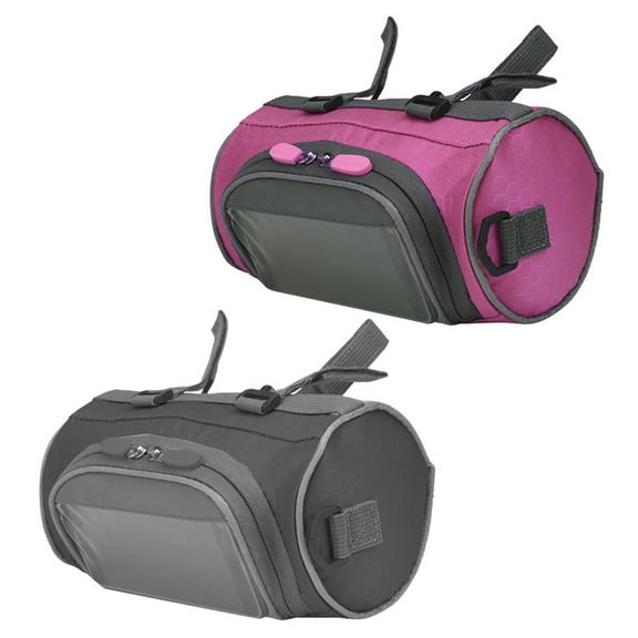 2 Pcs Outdoor Bicycle Handlebar Bag 5L Waterproof Bag Road Bike Front Tube Handlebar Bag, Black & Pink