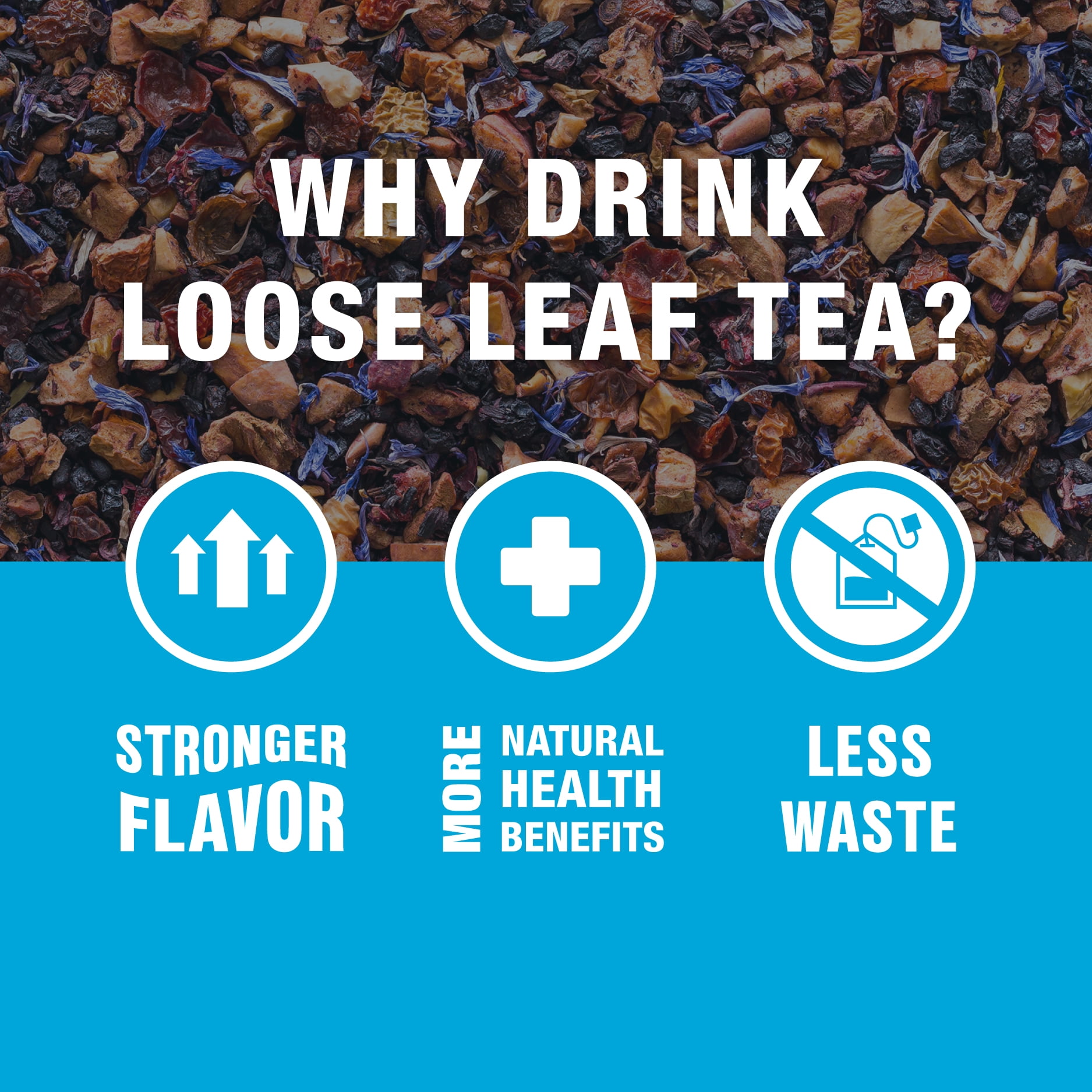 Tiesta Tea - Blueberry Wild Child, Eternity Loose Leaf Fruit Tea, Caffeine Free, GMO-Free, Make Hot or Iced Tea & Brews Up to 200 Cups - 16 oz Resealable Bulk Pouch