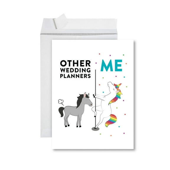Koyal Wholesale Funny All Occasion Jumbo Card, Horse Unicorn, Blank Greeting Card with Envelope, Wedding Planners