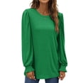thumbnail image 3 of UVN Long Sleeve Shirts for Women Blouse Casual Puff Sleeve Crewneck Fall Shirt Tunic Tops, 3 of 9